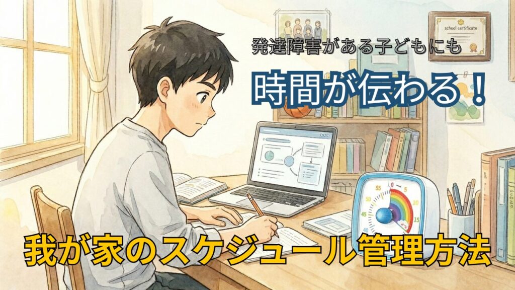 中学生の子どもが、自分でスケジュール管理しながら学習に取り組む様子