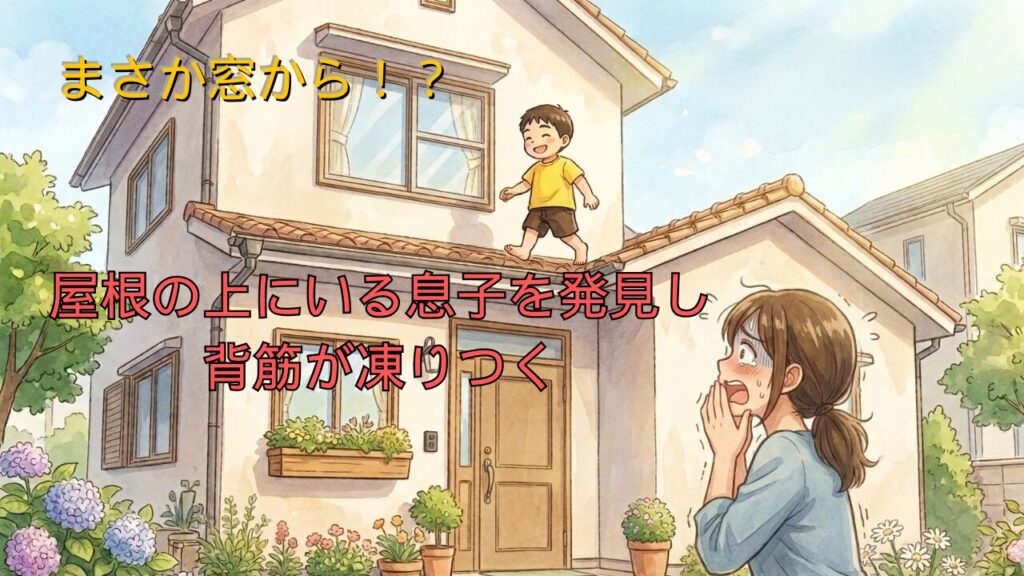 屋根の上で遊ぶ知的障害のある息子を発見し、驚愕する母親