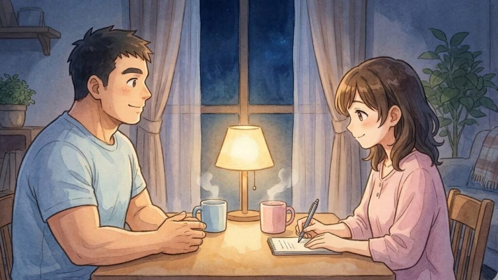 引っ越し費用の領収書を整理している様子のイラスト